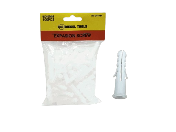 RAMPLUG PLASTICOS  DE EXPANSION 8X40MM 100 PZAS UNID DIESEL TOOLS