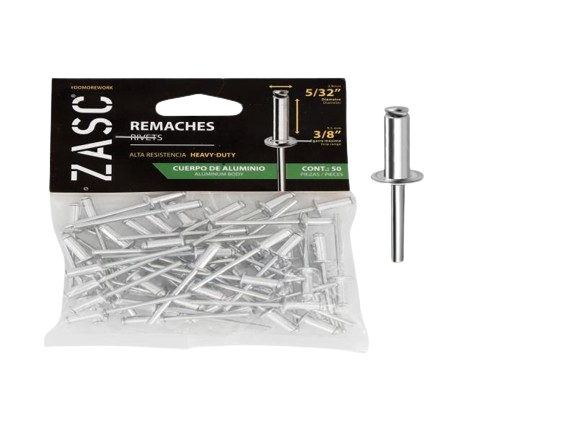 REMACHES DE ALUMINIO 5/32"X3/8" 50 PZAS UNID ZASC