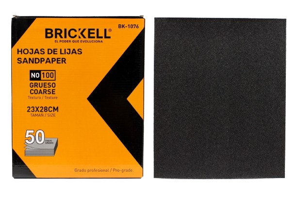 PAPEL DE LIJA 100 GRANO 50PZAS UNID BRICKELL