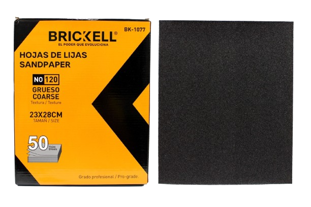 PAPEL DE LIJA 120 GRANO 50PZAS UNID BRICKELL