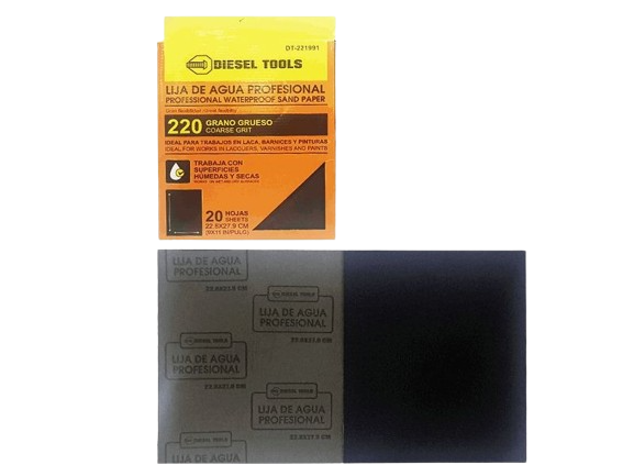 PAPEL DE LIJA 220  GRANO 20 PZAS UNID DIESEL