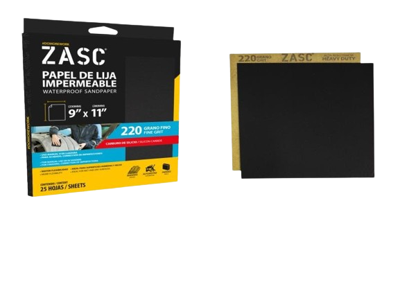 PAPEL DE LIJA 220 GRANO FINO 25 PZAS UNID ZASC