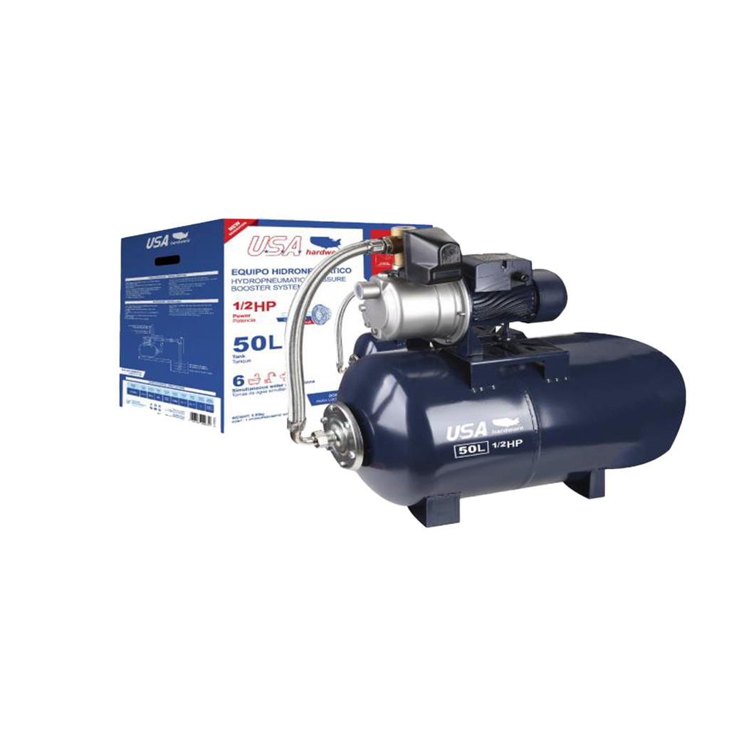 HIDRONEUMÁTICO 50L - 1/2HP BOBINA DE COBRE IMPULSOR AC/INOX UNID USA