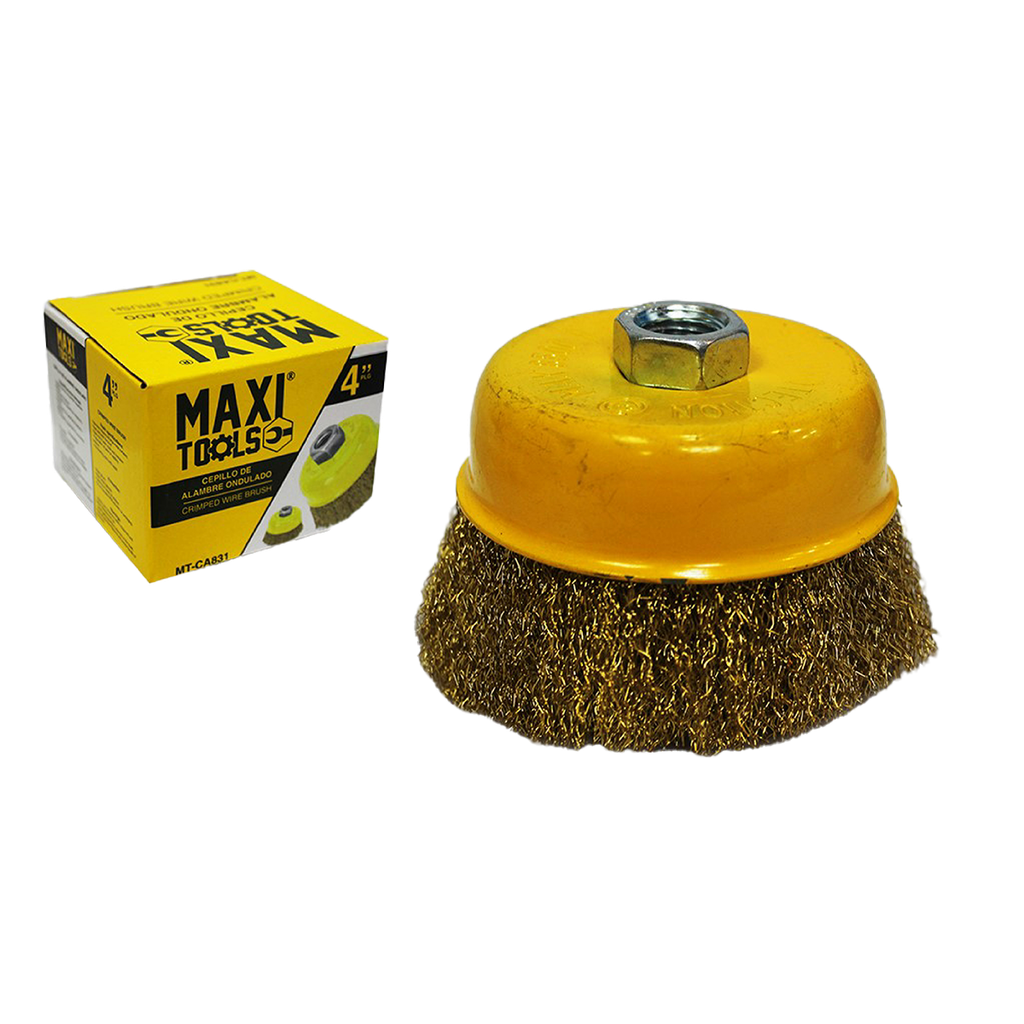 CEPILLO CIRC ALAMBRE ONDULADO 4" ROS 5/8" UNID MAXI TOOLS