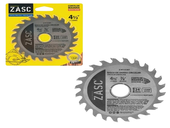 DISCO DE MADERA SIERRA CIRCULAR 4 1/2" 24 DIENTES UNID ZASC
