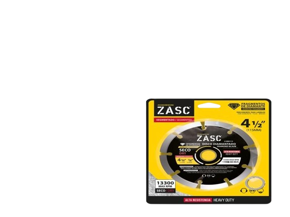 DISCO DIAMANTADO SECO SEGMENTADO 4 1/2"x7/8" UNID ZASC