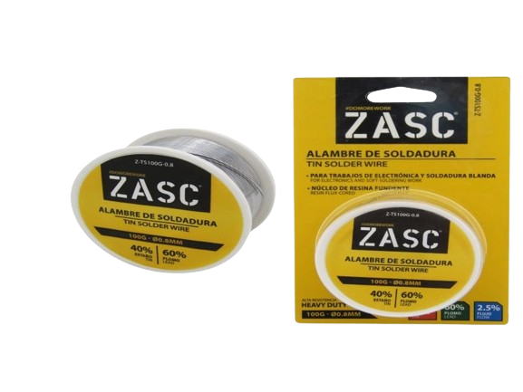 ESTAÑO PARA SOLDAR 100G x 0,8MM (BLISTER) UNID ZASC