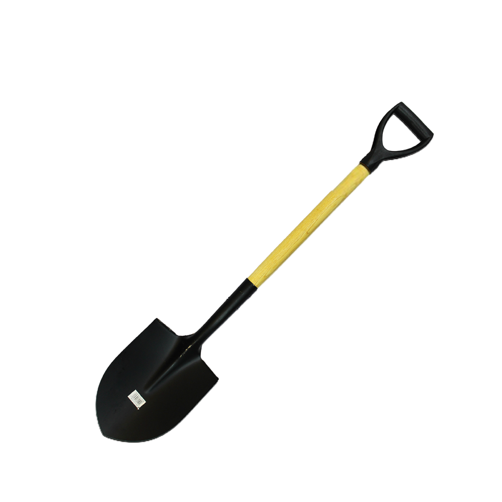 PALA REDONDA DE HIERRO C/CABO DE MADERA MANGO NEGRO UNID