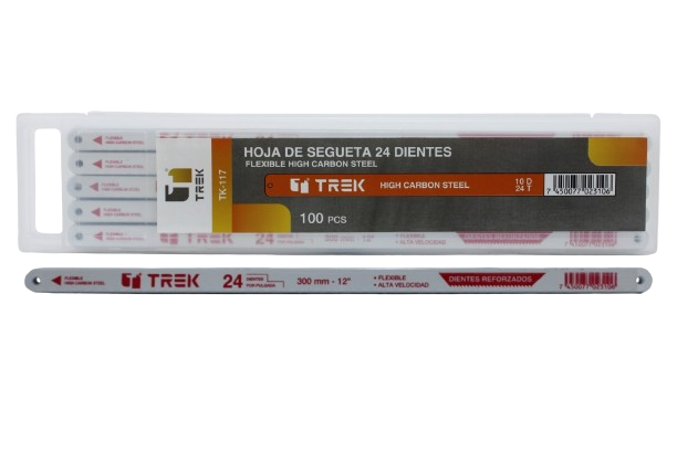 HOJA DE SEGUETA 30 CM 24 DIENTES 100 PZAS UNID TREK