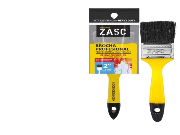 BROCHA 2" CERDAS NATURALES NEGRAS C/MANGO AMARILLO UNID ZASC