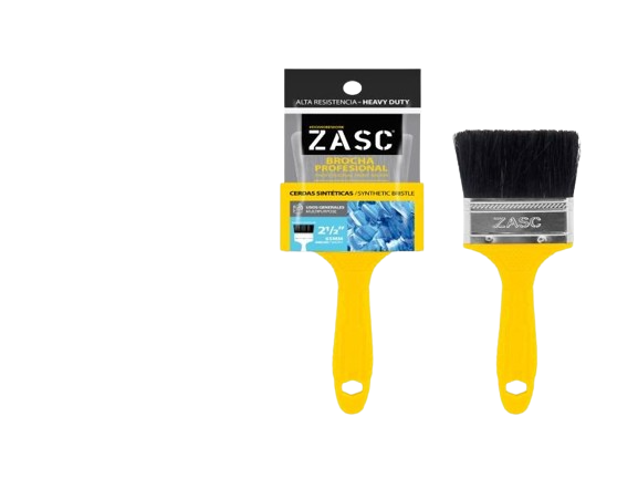 BROCHA 2.5" CERDAS SINTÉTICAS NEGRAS C/MANGO AMARILLO UNID ZASC