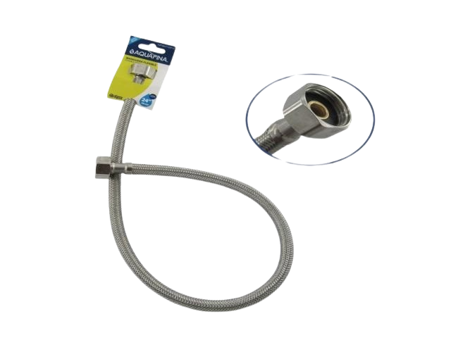 CANILLA FLEXIBLE DE ACERO INOXIDABLE 1/2"x1/2" 60CM UNID AQUAFINA