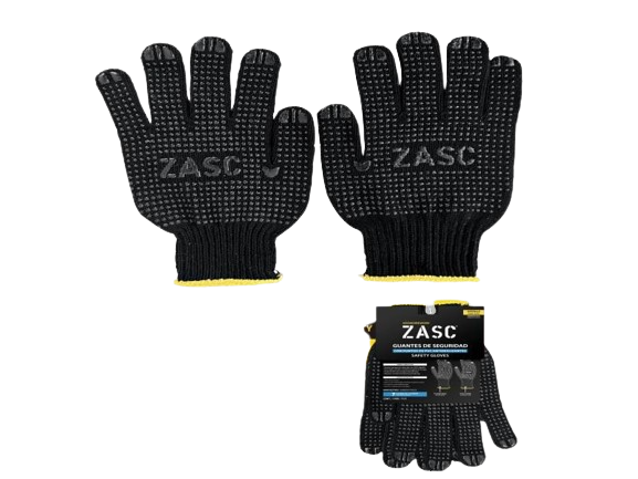 GUANTES CON PUNTOS PVC ANTIDESLIZANTE-ALGODÓN CAL #17 2 PZAS UNID ZASC