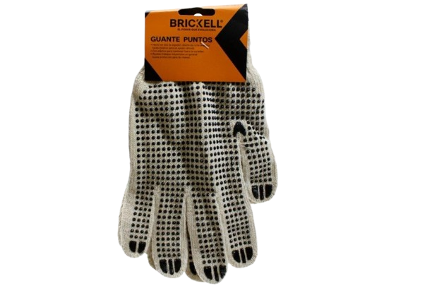 GUANTES DE PUNTOS PVC DOBLE CARA TALLA 9" 2 PZAS UNID BRICKELL