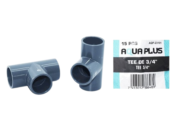 TEE PVC LISA DE 3/4" GRIS UNID AQUA PLUS