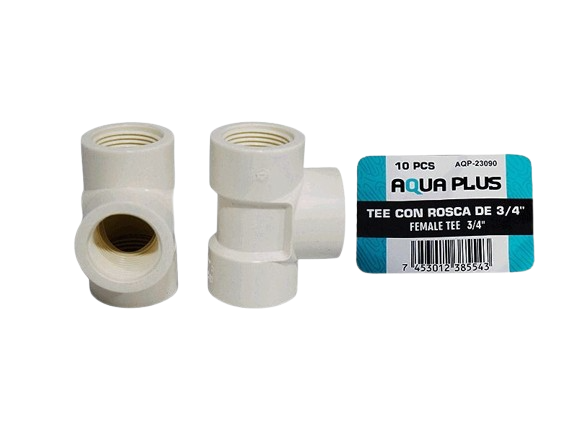 TEE PVC ROSCADA DE 3/4" BLANCA UNID AQUA PLUS