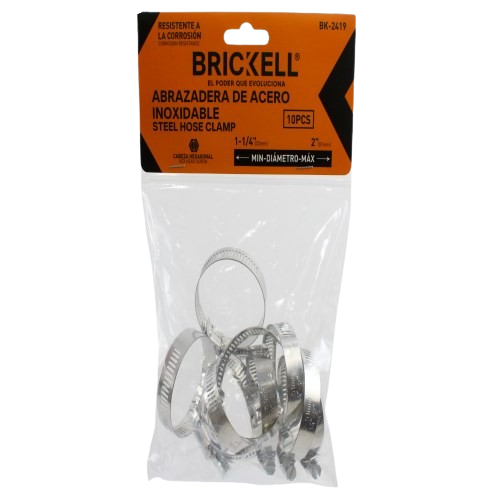 ABRAZADERA ACERO INOXIDABLE (32-51MM) - (1 1/4"-2") 10 PZAS UNID BRICKELL