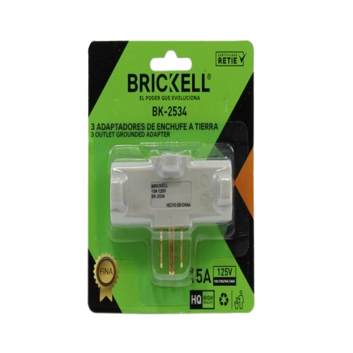 ADAPTADOR  ENCHUFE 3 SALIDAS 15A / 125V UNID BRICKELL
