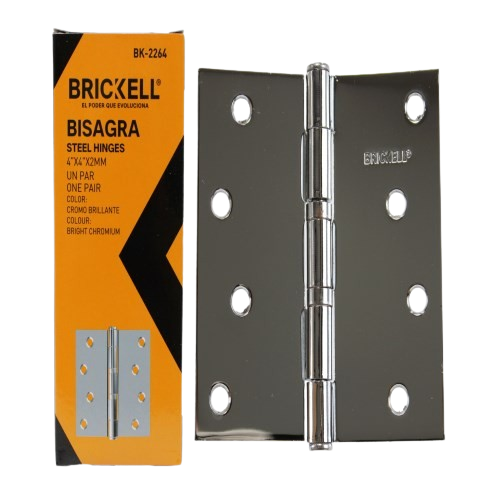 BISAGRA TIPO LIBRO 4"X4" 2PZAS 2MM PLATA UNID BRICKELL