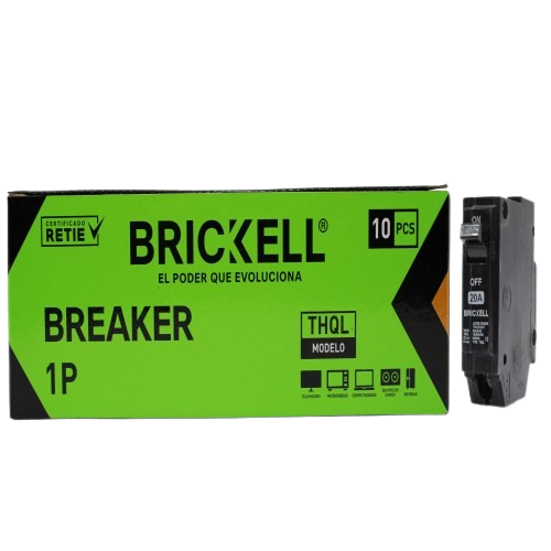 BREAKER INTERRUPTOR DE CIRCUITO THQL EMPOTRAR SIMPLE 20A UNID BRICKELL