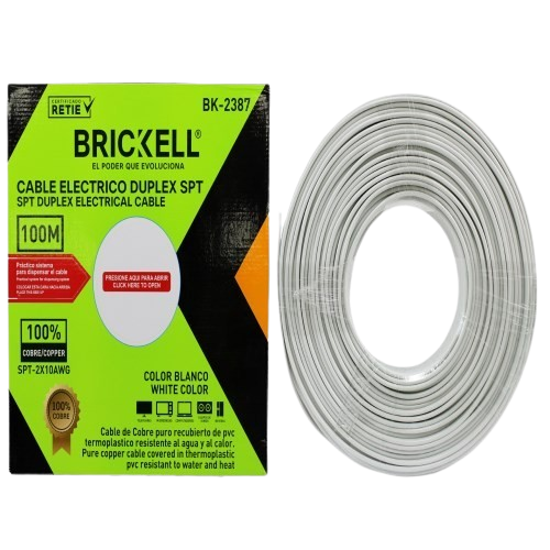 CABLE ELECTRICO SPT 10AWG 100% COBRE BLANCO 100 METROS UNID BRICKELL