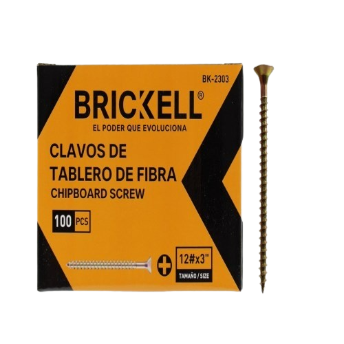 TORNILLO DRYWALL 12 X 3" CAJA 100 PCS DORADO UNID BRICKELL