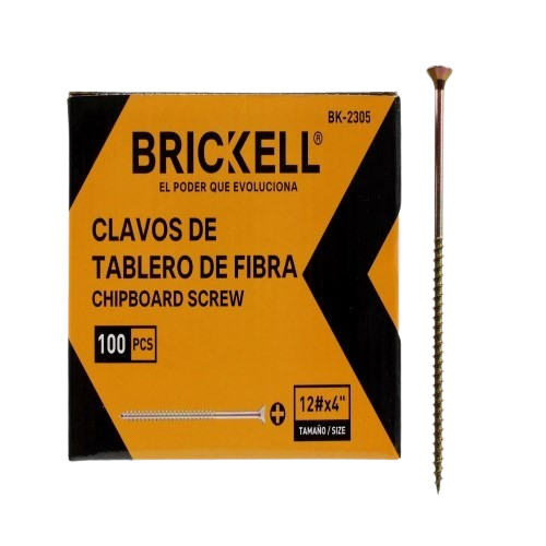 TORNILLO DRYWALL 12 X 4" CAJA 100 PCS DORADO UNID BRICKELL