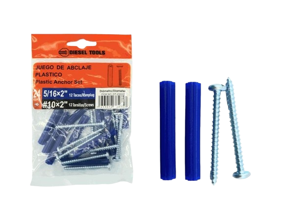 SET RAMPLUG CON TORNILLO 5/16X2" X 24 PCS UNID DIESEL TOOLS