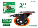 RUEDA GIRATORIA 3" POLIURETANO CON FRENO NARANJA UNID RABBIT