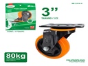 RUEDA GIRATORIA 3" POLIURETANO SIN FRENO NARANJA UNID RABBIT