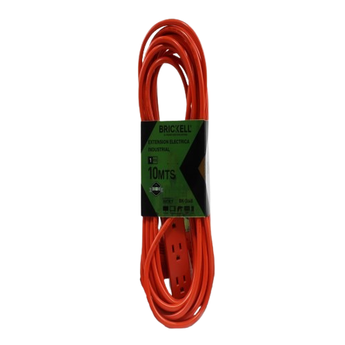 EXTENSION NARANJA CON REGLETA 3 TOMAS 10MTS UNID BRICKELL