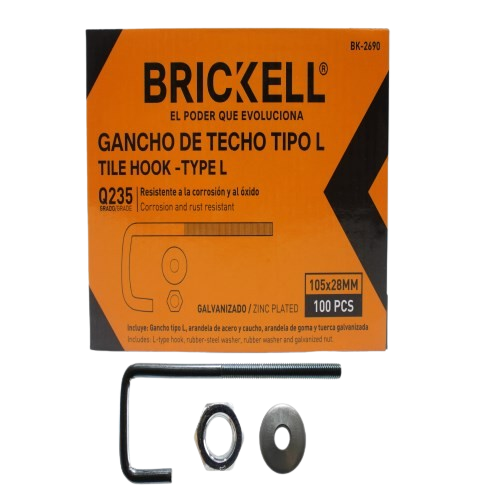 GANCHO DE TECHO TIPO L - 2"X1" CORTO CAJA 100 PIEZAS UNID BRICKELL