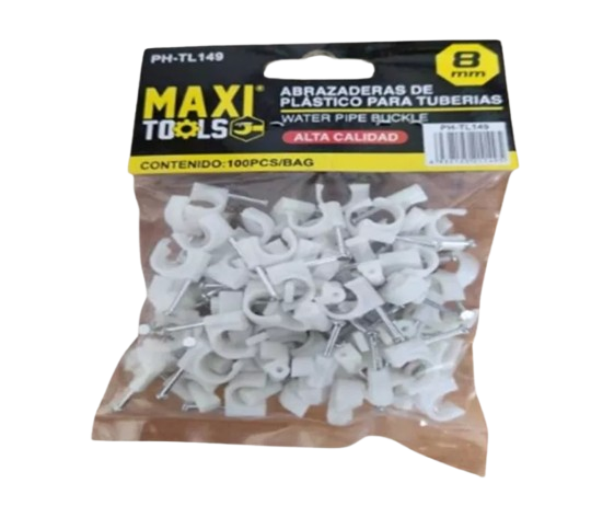 GRAPA PARA CABLE CIRCULAR 8MM 100 PZAS UNID MAXI TOOLS