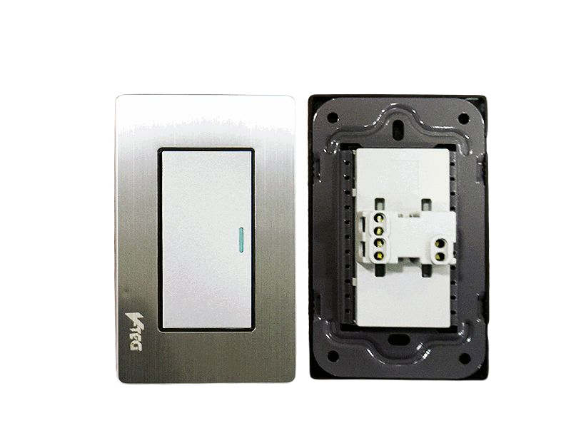 INTERRUPTOR APAGADOR SENCILLO 15A 110-250V GRIS METAL UNID V-TEG