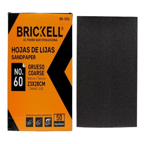 PAPEL DE LIJA  60 GRANO 50PZAS UNID BRICKELL