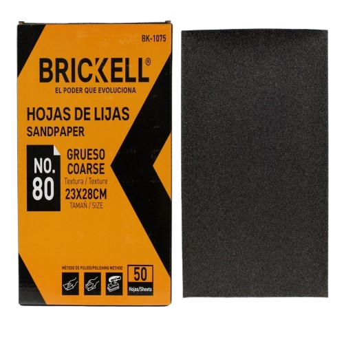 PAPEL DE LIJA  80 GRANO 50PZAS UNID BRICKELL