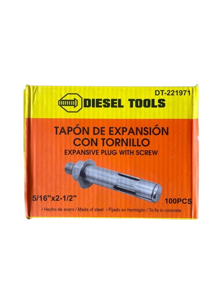 RAMPLUG TAPON METALICO DE ANCLAJE 5/16"X2 1/2" 100 PZAS UNID DIESEL TOOLS