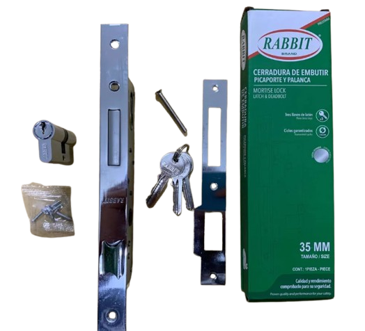 CERRADURA DE EMBUTIR 35MM PICAPORTE Y PALANCA UNID RABBIT