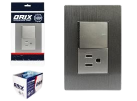 INTERRUPTOR APAGADOR + TOMA GRIS UNID ORIX