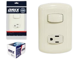 INTERRUPTOR APAGADOR + TOMA TIPO BTICINO UNID ORIX
