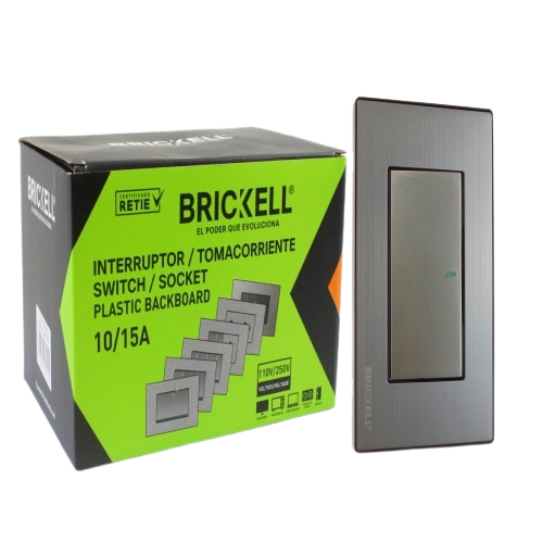 INTERRUPTOR APAGADOR SENCILLO COLOR PLATEADO UNID BRICKELL