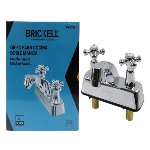 LLAVE CENTRAL DOBLE PARA LAVAMANOS 1/2" CROMADO M/CRUZ UNID BRICKELL