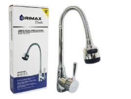 LLAVE DE FREGADERO FLEXIBLE CABEZAL MOVIBLE BOTON SATIN UNID GRIMAX
