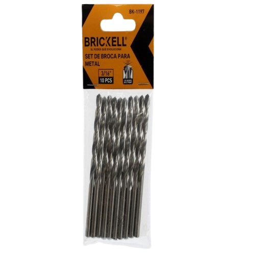 SET DE BROCA DE METAL 3/16" 10 PZAS UNID BRICKELL