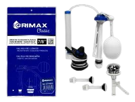 SET DE HERRAJE PARA TANQUE INODORO C/BOTON 7/8" UNID GRIMAX