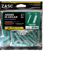 SET DE RAMPLUG Y TORNILLO 1/4X1-1/2+#8X1-1/2 - VERDE 36 PZAS UNID ZASC