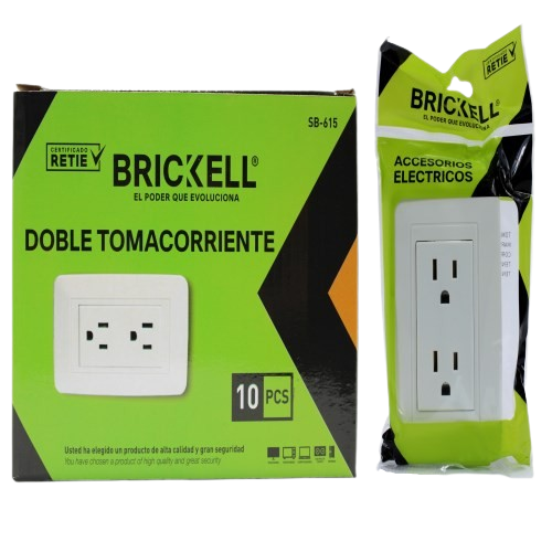 TOMA CORRIENTE DOBLE CON TIERRA BLANCO UNID BRICKELL