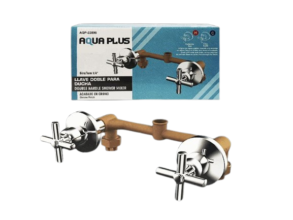 LLAVE DOBLE PARA DUCHA CON MEZCLADOR M/CRUZ 1/2" UNID AQUA PLUS
