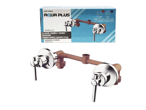 LLAVE DOBLE PARA DUCHA CON MEZCLADOR M/PALANCA 1/2" UNID AQUA PLUS