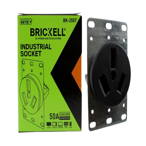 ENCHUFE HEMBRA CONECTOR TRIFASICO 125-220V 50AMP C/PLACA UNID BRICKELL